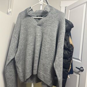 Gray V-Neck Women's Sweater
